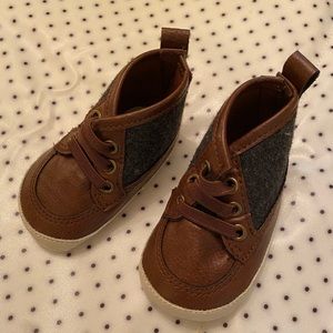 TWO pairs of brown booties
